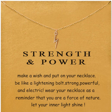 Trendy Flash Lightning Necklace For Women Minimalist Pendant Gold Color Chain Choker Necklaces Strength & Power Gift Card