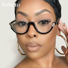 Load image into Gallery viewer, Trendy Glasses Frame Women Half Frame Black Anti Blue Light Eyeglass Frame  Crystal Cleear Glasses Frames Okulary