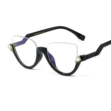 Load image into Gallery viewer, Trendy Glasses Frame Women Half Frame Black Anti Blue Light Eyeglass Frame  Crystal Cleear Glasses Frames Okulary