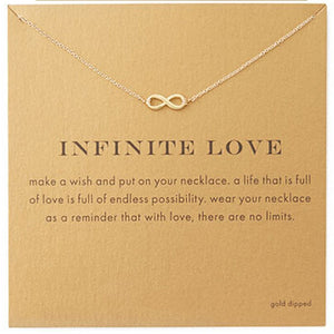 Trendy Gold Color Infinite Love Necklace For Women Minimalist Pendant Chain Friends Choker Necklaces Gift Card mothers day
