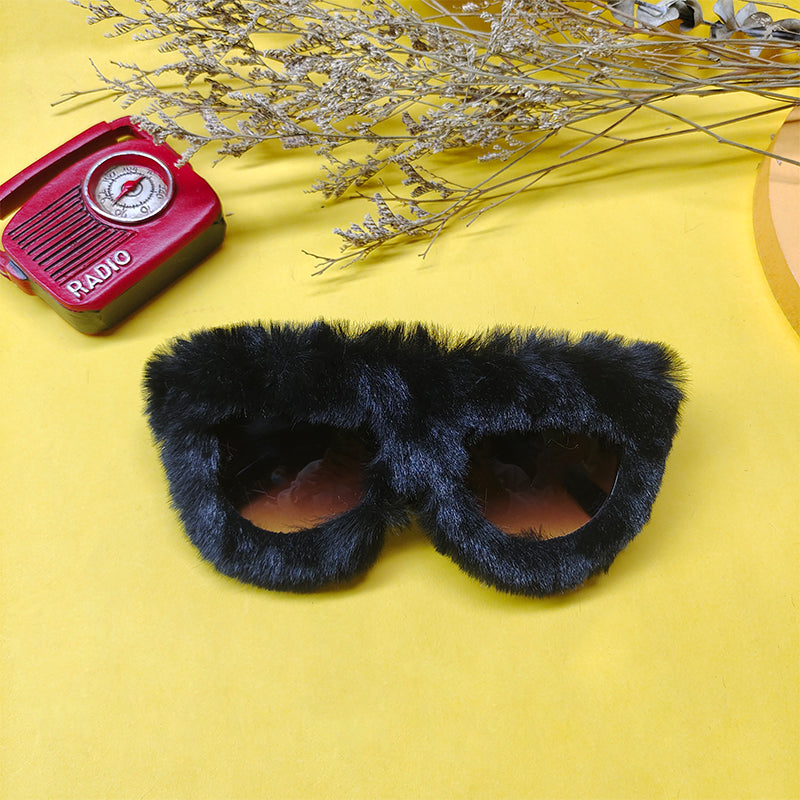 Trendy Half Round Sunglasses Women Men Soft Fur Velvet Sun Glasses Ladies UV400 Shades Handmade Eyewear For Party Gafas De Sol