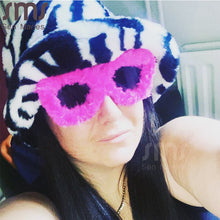 Load image into Gallery viewer, Trendy Half Round Sunglasses Women Men Soft Fur Velvet Sun Glasses Ladies UV400 Shades Handmade Eyewear For Party Gafas De Sol