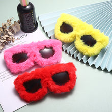 Load image into Gallery viewer, Trendy Half Round Sunglasses Women Men Soft Fur Velvet Sun Glasses Ladies UV400 Shades Handmade Eyewear For Party Gafas De Sol