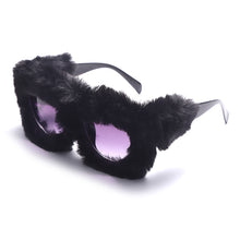 Load image into Gallery viewer, Trendy Half Round Sunglasses Women Men Soft Fur Velvet Sun Glasses Ladies UV400 Shades Handmade Eyewear For Party Gafas De Sol