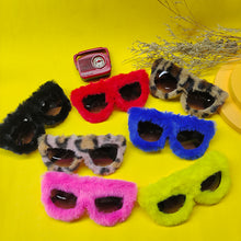 Load image into Gallery viewer, Trendy Half Round Sunglasses Women Men Soft Fur Velvet Sun Glasses Ladies UV400 Shades Handmade Eyewear For Party Gafas De Sol