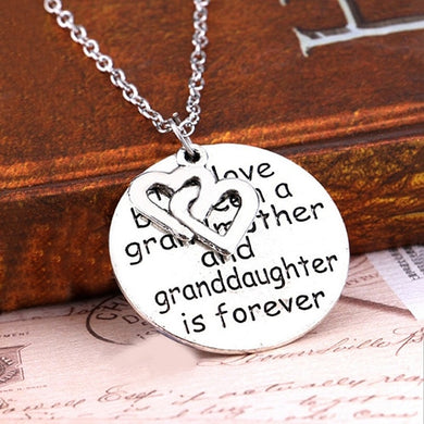 Trendy Heart Letter Round Pendant Necklace Jewelry Family Love Grandmother Gift