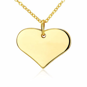 Trendy Heart Necklace Pendant Free 18inch Chain Real 24k Gold Color Necklace Fashion Jewelry