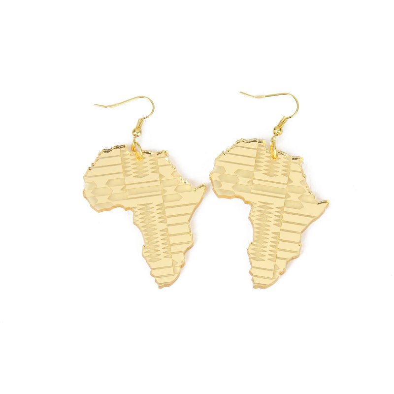 Trendy Jewelry Hop Club Accessories Gold Acrylic Africa Map Earrings For Women