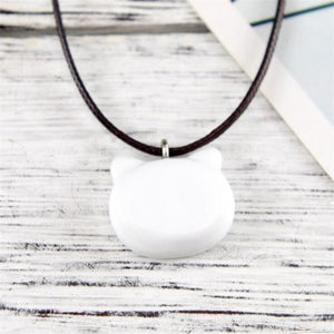 Trendy Love White Black Cat Pendant Necklace For Women Summer Style Wax Rope Chain Fashion Kitty Charm Necklaces Couple Jewelry