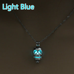 Trendy Luminous Long Necklace Women 2018 Silver Long Necklace Men Chains Skull Mens Necklaces Pendants Animals Glow In The Dark