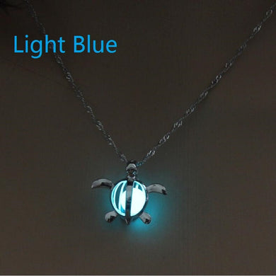 Trendy Luminous Long Necklace Women 2018 Silver Long Necklace Men Chains Tortoise Mens Necklaces Pendants Animals Glowing