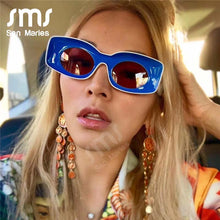 Carica l&#39;immagine nel visualizzatore di Gallery, Trendy Square Sunglasses Women Men Summer  Brand Designer Red Blue Yellow Clear Frame Sun Glasses UV400