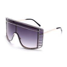 Load image into Gallery viewer, Trendy One Piece Oversized Sunglasses Women  Diamond Gradient Shades UV400 Shiny Crystal Steampunk Eyewear for Party