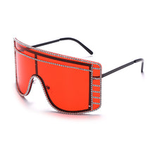 Load image into Gallery viewer, Trendy One Piece Oversized Sunglasses Women  Diamond Gradient Shades UV400 Shiny Crystal Steampunk Eyewear for Party
