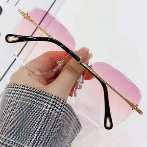Trendy Oversize Rimless Square Sunglasses Women Men  Brand Designer Summer Glasses Pink Gradient Sun Glasses Shades UV400