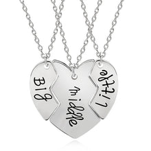 Load image into Gallery viewer, Trendy Puzzle Heart Necklace For Women Big Sis Little Sis 3 Sisters Pendants &amp; Necklaces BFF Friends Creative Charms Jewelry
