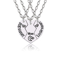 Load image into Gallery viewer, Trendy Puzzle Heart Necklace For Women Big Sis Little Sis 3 Sisters Pendants &amp; Necklaces BFF Friends Creative Charms Jewelry