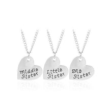 Load image into Gallery viewer, Trendy Puzzle Heart Necklace For Women Big Sis Little Sis 3 Sisters Pendants &amp; Necklaces BFF Friends Creative Charms Jewelry