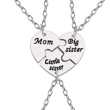 Load image into Gallery viewer, Trendy Puzzle Heart Necklace For Women Big Sis Little Sis 3 Sisters Pendants &amp; Necklaces BFF Friends Creative Charms Jewelry
