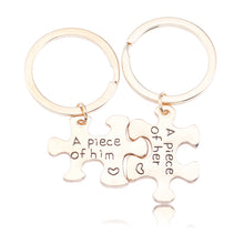 Carica l&#39;immagine nel visualizzatore di Gallery, Trendy Puzzle Jigsaw Necklace Letter A Piece Of Her A Piece Of Him Pendant Love Hearts Keychians BBF Lovers&#39; Gifts Drop Shipping