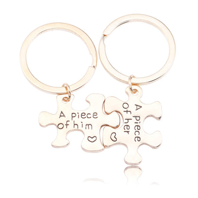 Trendy Puzzle Jigsaw Necklace Letter A Piece Of Her A Piece Of Him Pendant Love Hearts Keychians BBF Lovers' Gifts Drop Shipping