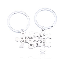 Carica l&#39;immagine nel visualizzatore di Gallery, Trendy Puzzle Jigsaw Necklace Letter A Piece Of Her A Piece Of Him Pendant Love Hearts Keychians BBF Lovers&#39; Gifts Drop Shipping