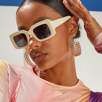 Trendy Rectangle Sunglasses Women White Summer Beach Eyewear Ladies Big Frame Funky Sun Glasses  Brand Designer 2023 Shade