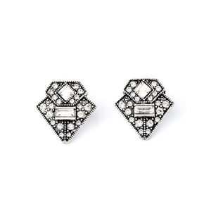 Trendy Retro Triangle Casablanca Ear Studs Earrings Silver Color Art Deco Vintage Jewelry