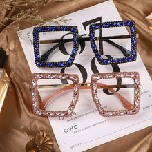 Load image into Gallery viewer, Trendy Rhinestone Square Sun Glasses Women Oversized Transparent Crystal Female Vintage Diamond Sunglasses Eyeglasses