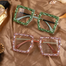 Load image into Gallery viewer, Trendy Rhinestone Square Sun Glasses Women Oversized Transparent Crystal Female Vintage Diamond Sunglasses Eyeglasses