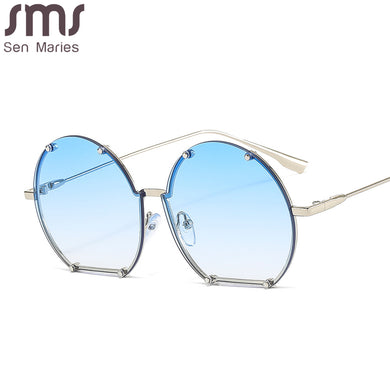 Trendy Rimless Sunglasses Women Punk Rivet Sun Glasses Men UV400 Shades Round Frameless Eyewear Eyeglasses