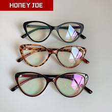 Carica l&#39;immagine nel visualizzatore di Gallery, Trendy Montatura per occhiali cat eye Montatura per occhiali Donna lente trasparente marca Designer Eyewear ottico miopia nerd nero occhiali viola 