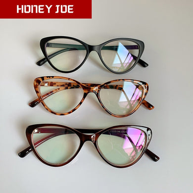 Trendy Montatura per occhiali cat eye Montatura per occhiali Donna lente trasparente marca Designer Eyewear ottico miopia nerd nero occhiali viola 
