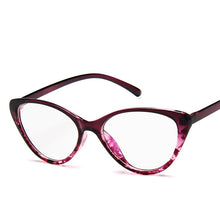 Carica l&#39;immagine nel visualizzatore di Gallery, Trendy Montatura per occhiali cat eye Montatura per occhiali Donna lente trasparente marca Designer Eyewear ottico miopia nerd nero occhiali viola 