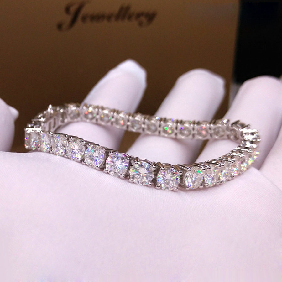 Trendy Style Solid 9K 585 White Gold 18 Carats ct 5mm DF Color Moissanite Diamond Bracelet For Women Test Positive