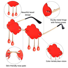 Load image into Gallery viewer, Trendy Tassel Sunglasses  Retro Rimless UV400 Sun Glasses Steampunk Sunglasses Shades Funny Clouds Shaped Eyeglasses