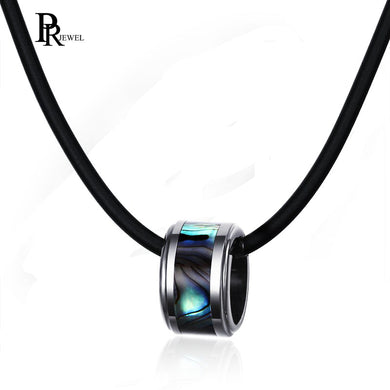 Trendy Tungsten Steel Shell Simple Round Pendant Necklace Men Models Leather Necklace