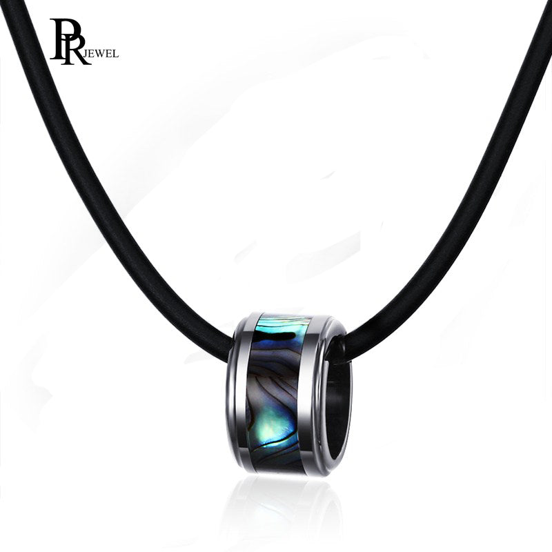 Trendy Tungsten Steel Shell Simple Round Pendant Necklace Men Models Leather Necklace