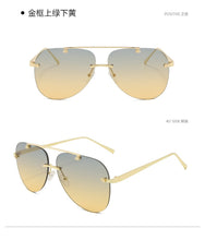 Load image into Gallery viewer, Trendy UV400 Metal Rimless  Mirror   Pilot Driving  Men  Women Gradient  Sunglasses