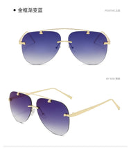 Load image into Gallery viewer, Trendy UV400 Metal Rimless  Mirror   Pilot Driving  Men  Women Gradient  Sunglasses