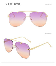 Load image into Gallery viewer, Trendy UV400 Metal Rimless  Mirror   Pilot Driving  Men  Women Gradient  Sunglasses