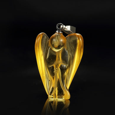 Trendy-beads Vintage Silver Plated Natural Yellow Citrines Crystal Lovely Angel Figure Pendant Necklace Fashion Jewelry