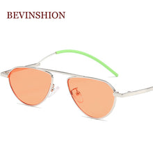 Load image into Gallery viewer, Trendy smal sun glasses women men Europe oval sunglasses vintage metal Harajuku style red green lens retro shades glasses ladies