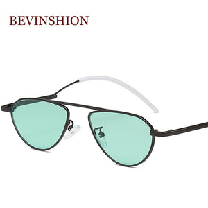 Trendy smal sun glasses women men Europe oval sunglasses vintage metal Harajuku style red green lens retro shades glasses ladies