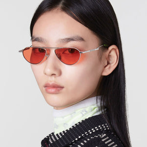 Trendy smal sun glasses women men Europe oval sunglasses vintage metal Harajuku style red green lens retro shades glasses ladies