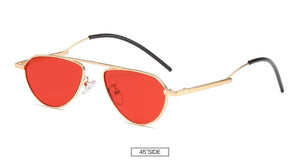 Trendy smal sun glasses women men Europe oval sunglasses vintage metal Harajuku style red green lens retro shades glasses ladies