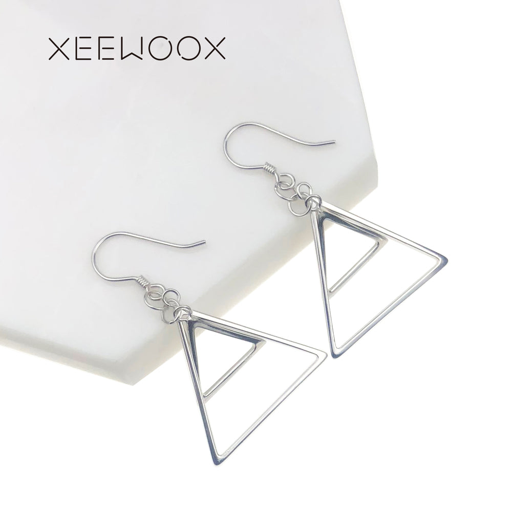 Triangle Designer Individuality Drop Earrings 925 Sterling Silver Jewelry Woman Gift Fashion Geometric