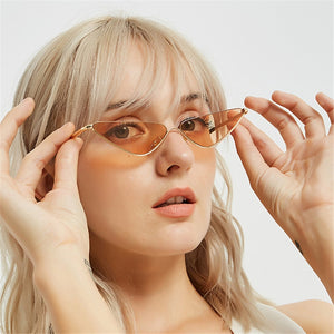 Triangle Metal Frame Sunglasses Women Cat Eye Cool Small Fashion Sun Glasses Shades Ocean Color Oculos De Sol Feminino UV400