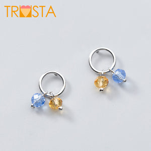 100% 925 Solid Real Sterling Silver Hollow Round CZ Temperament Lovely Stud Earring For Teen Women Fine Jewelry XY1106