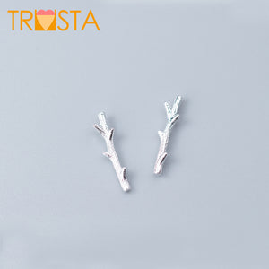 100% 925 Solid Real Sterling Silver Jewelry Fashion 15mmX3mm Leaves Stud Earring For Girl Women Fine Jewelry XY1098